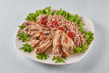 chicken wings with buckwheat