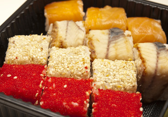 A set of sushi rolls