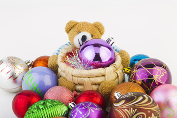 New Year's toys on a white background