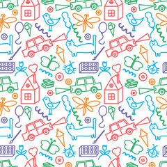 Fototapeta premium Seamless pattern, drawn in a childlike style.