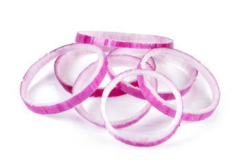 slice onion on white background