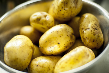 potatoes in a metal pot