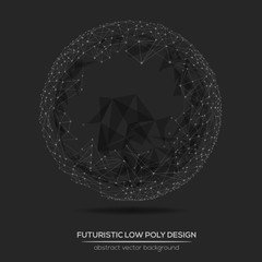 Abstract polygonal futuristic background with dots and lines.