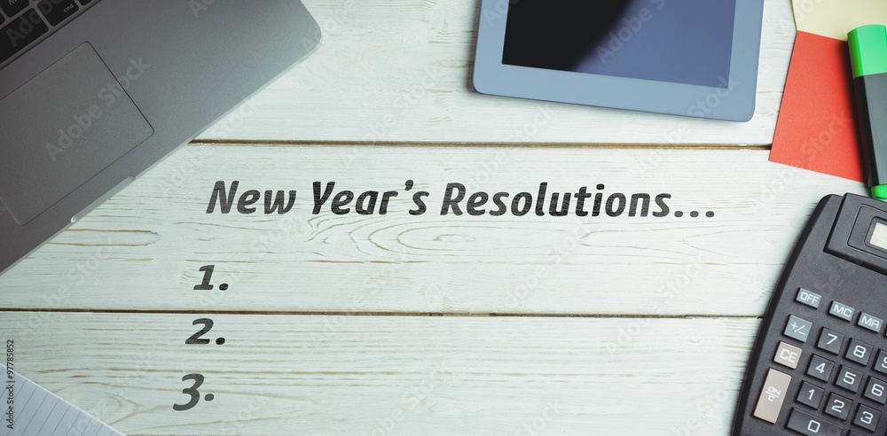 Poster composite image of new years resolution list