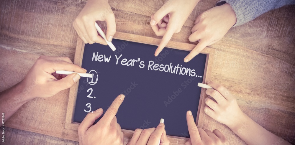 Poster composite image of new years resolution list