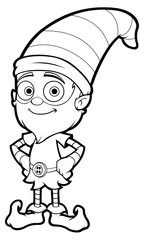 Old Elf Character In Black And White