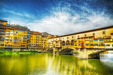 Ponte Vecchio seen from Arno bank in Florence