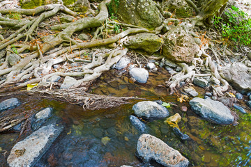 rocks and water in Triulintas water fall