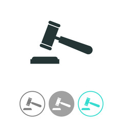 Judge or auction hammer vector icon.