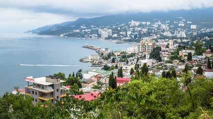 panoramic view of the bay coastal buildings and ships