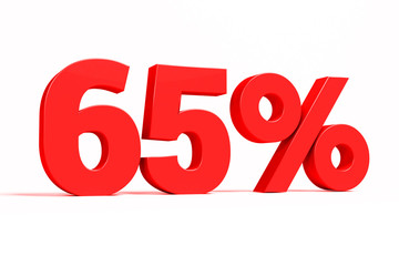 Red 3d 65% text on white background. See whole set for other numbers.
