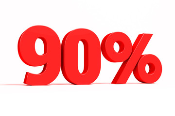 Red 3d 90% text on white background. See whole set for other numbers.
