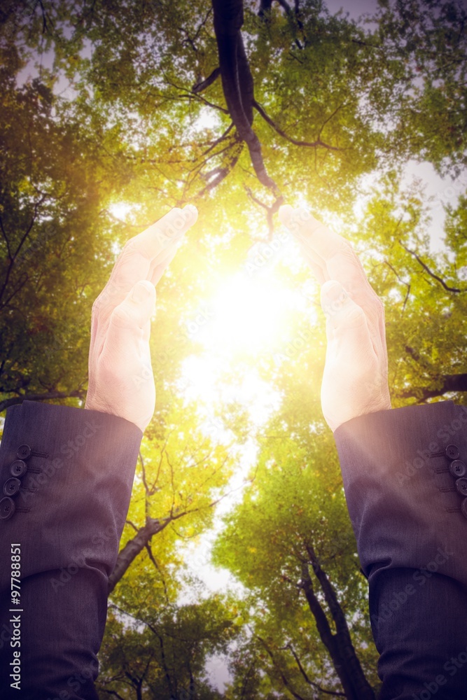 Canvas Prints Composite image of businessman holding his hand out