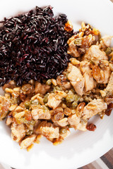 Turkey with capers and wild rice