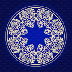 Ornament with animals and birds in form of snowflake. Symbol of life. Illustration, vector