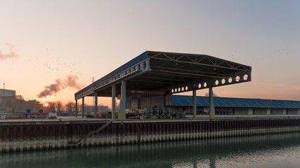 harbor in the evening before sunset