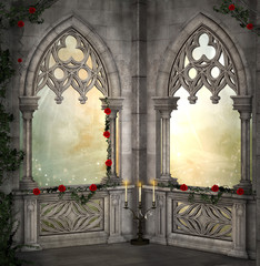 Romantic background with red roses 