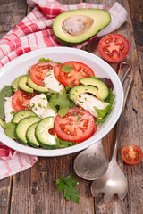 vegetarian salad with tomato,mozza and avocado