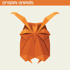 Vector origami isolated animal. Cute Owl