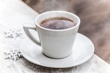 Hot tea in the cup