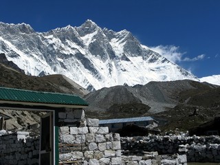 The guest house under Mount Lhotse in the Himalayas