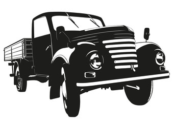 Vintage Pickup Truck Vector Illustration