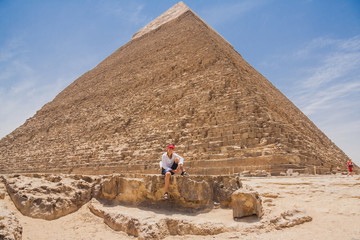Happy tourist in Egypt.