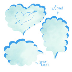 Blank template quote set. Template vector set. Cloud quotes.