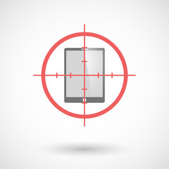 Red crosshair icon targeting a tablet computer