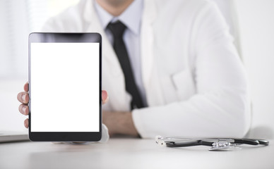 Doctor with digital tablet