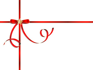 Red elegant gift ribbon bow with golden star