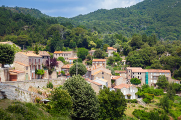 Fototapeta na wymiar Vangone, Corsican village landscape in summer