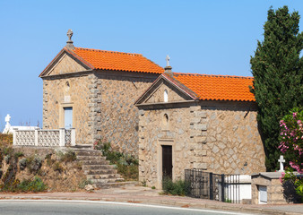 Fototapeta na wymiar Crypts on catholic cemetery in Propriano, Corsica