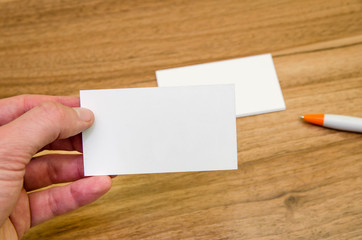 Obraz premium business card presentation for promotion on wooden table
