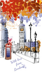 Plakat watercolor vector London background