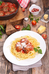 spaghetti, meatball and parmesan