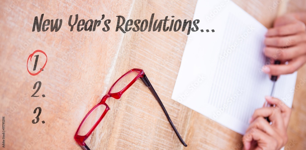 Poster Composite image of new years resolution list