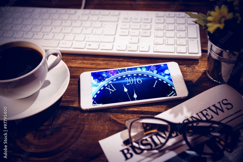 Poster composite image of smartphone on table