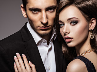 Portrait of young beautiful couple in love