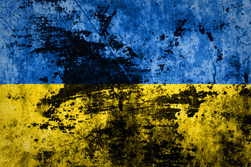 Grunge flag of European country Ukraine on dirty paper