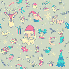 Happy New Year and Merry Christmas. seamless pattern
