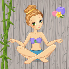 Girl Relaxing In Yoga Pose