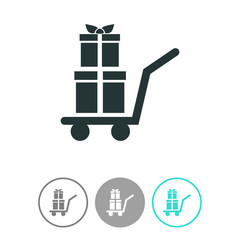 Wheelbarrow for transportation of cargo vector icon. Gift icon.
