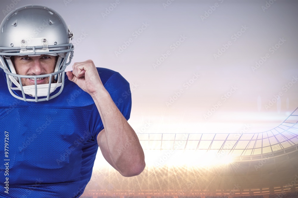 Sticker Composite image of american football player standing  