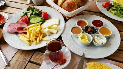 A full Turkish breakfast served in Ankara, Turkey