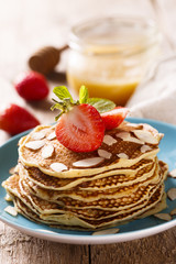 Pancakes with strawberry and almond