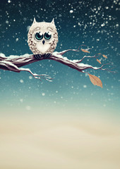 Naklejka premium Little snow owl