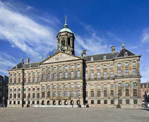 Fototapeta na wymiar The Royal Palace on Dam Square in Amsterdam, Netherlands.