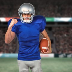 Portrait of american football player running 