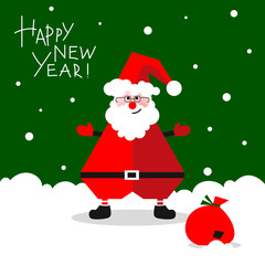 Funny Santa Clause with bag with presents.